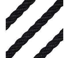 8mm Mooring & Anchor Rope 3-Strand Polyester Black