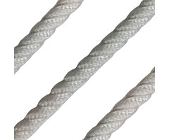 10mm Landvast & Ankerlijn 3-Strengs Polyester Wit
