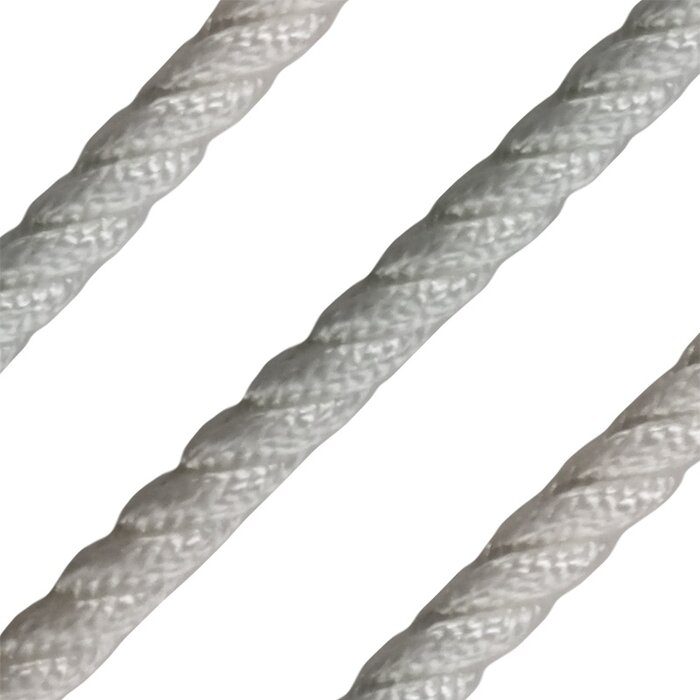 10mm Landvast & Ankerlijn 3-Strengs Polyester Wit