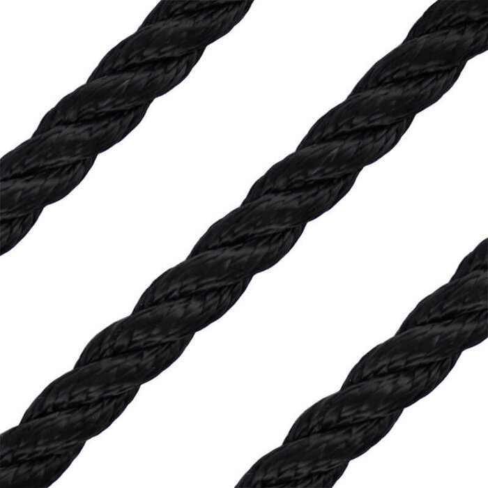 12mm Mooring & Anchor Rope 3-Strand Polyester Black