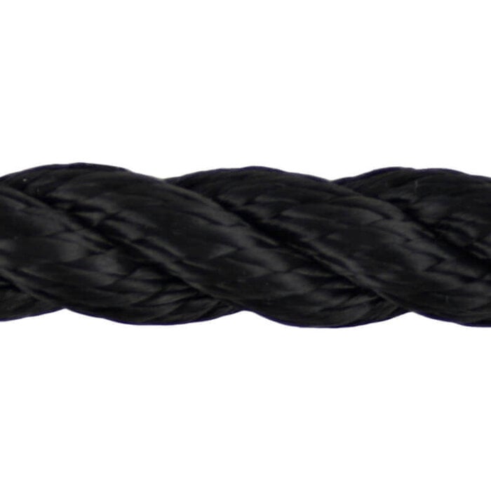12mm Mooring & Anchor Rope 3-Strand Polyester Black