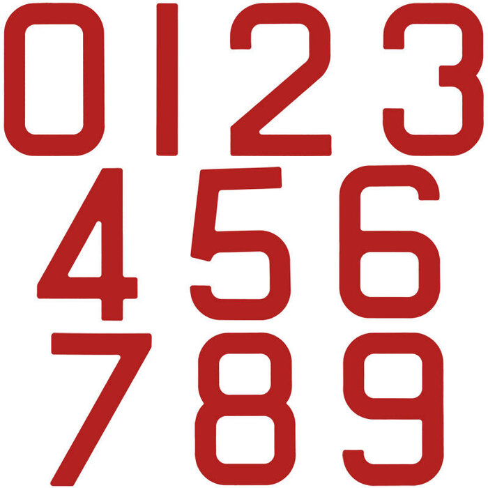 Zeilnummers 23cm Rood