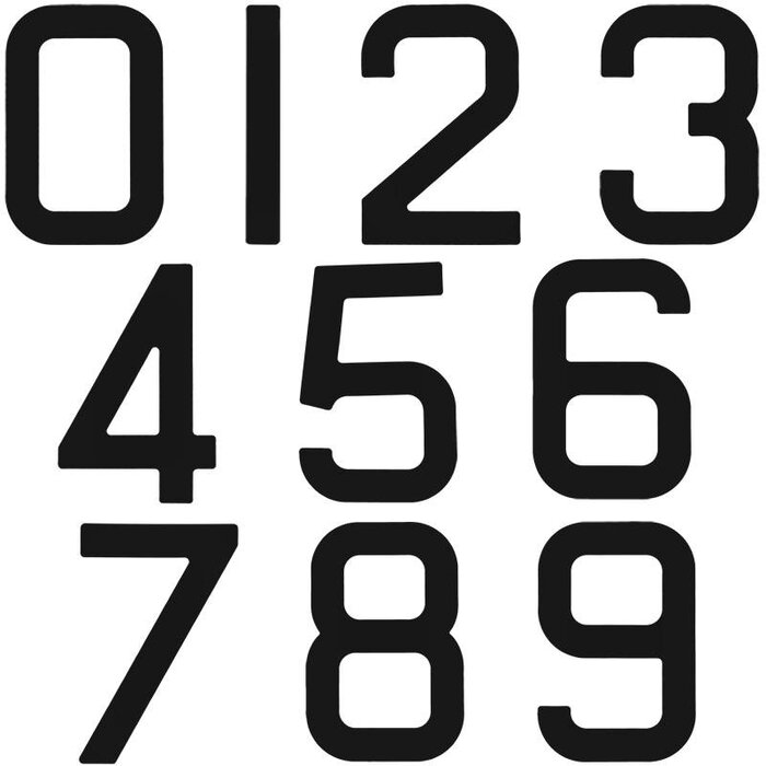 Zeilnummers 23cm Zwart