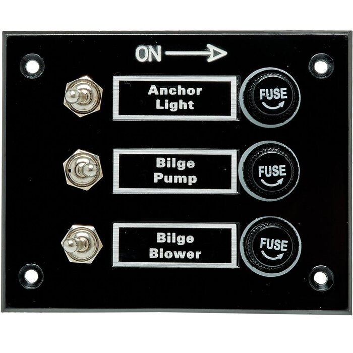 Boat Switch Panel 12V 3-Gang 115x93mm