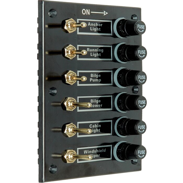 Boat Switch Panel 12V 6-Gang 113x160mm