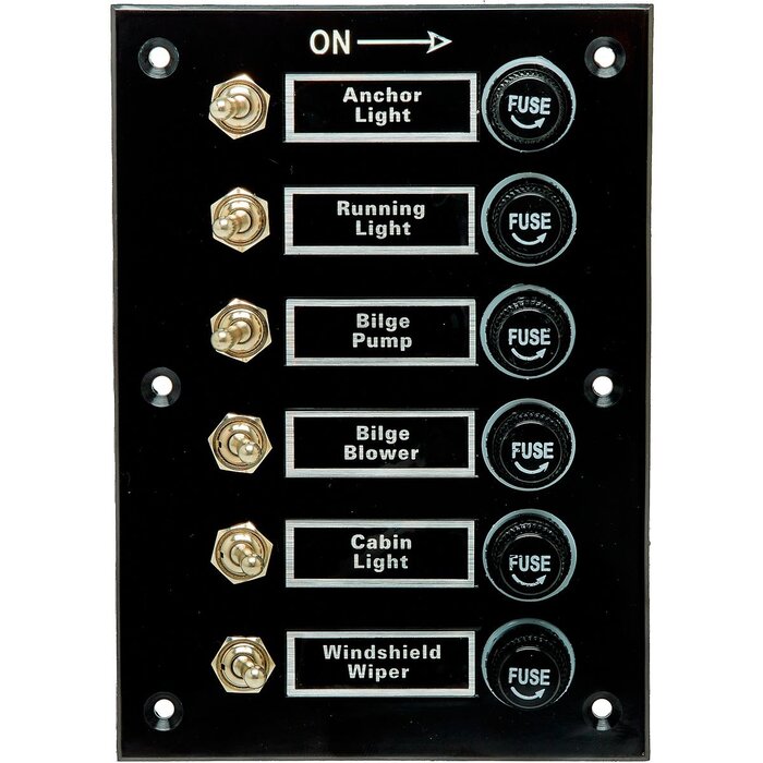 Boat Switch Panel 12V 6-Gang 113x160mm