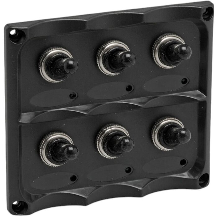 Schakelpaneel Boot 12V met 6 Schakelaars 110x100mm