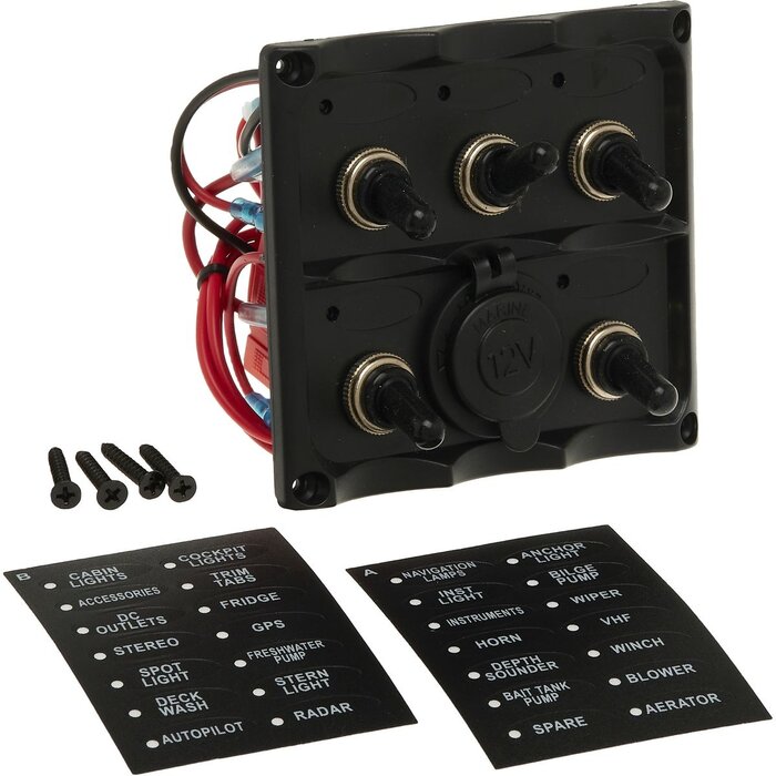 Boat Switch Panel 12V 5-Gang 110x100mm