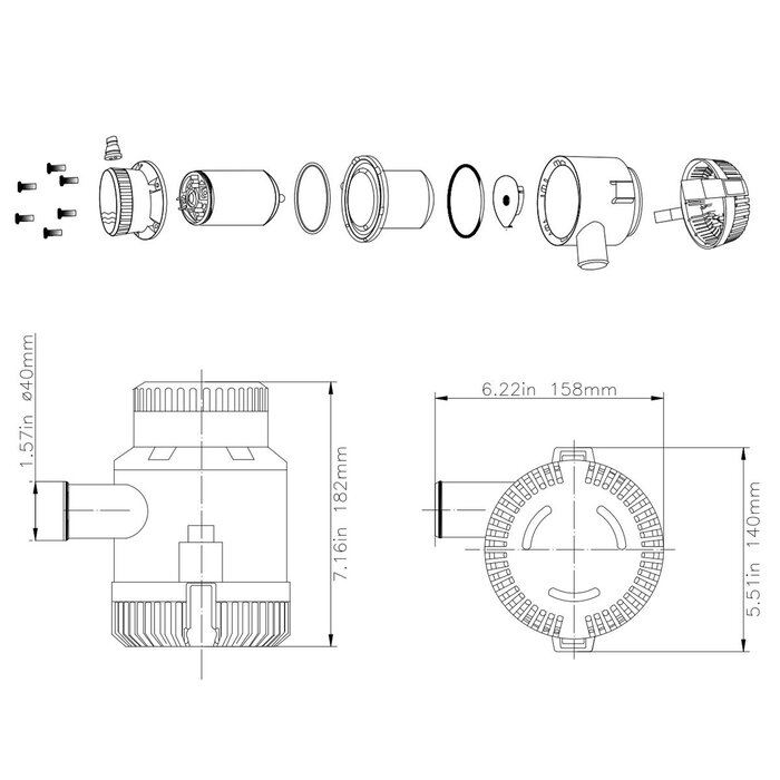 Ocean Bilge Pump 3500 GPH 24V
