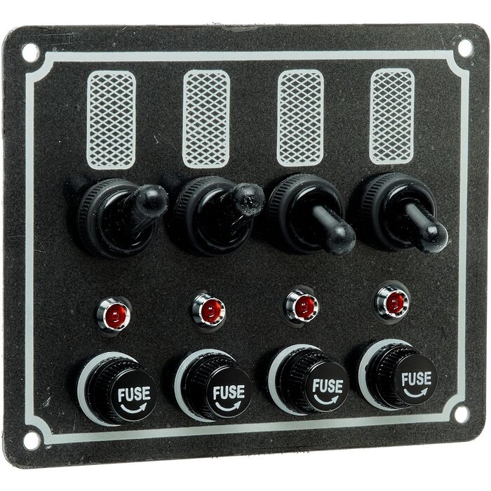 Boat Switch Panel 12V 4-Gang 125x100mm