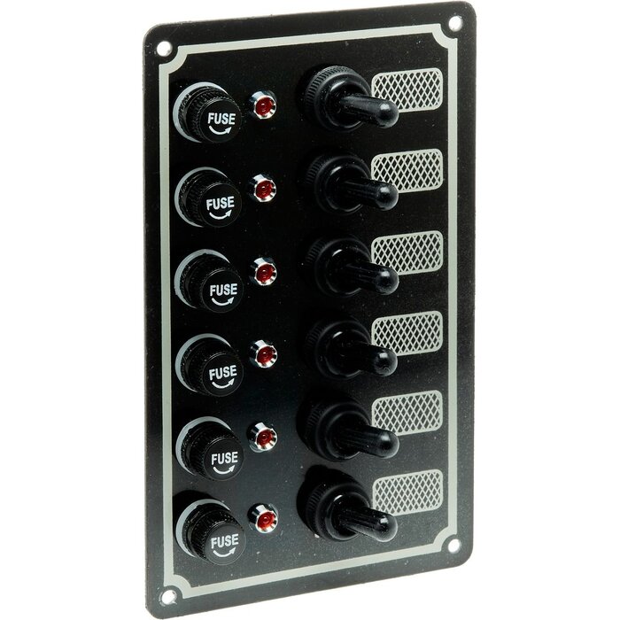 Boat Switch Panel 12V 6-Gang 100x170mm