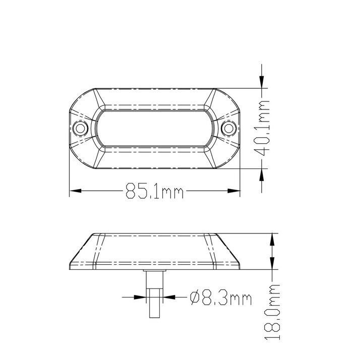 Onderwaterverlichting Boot LED Wit 12 Vdc 85x40mm
