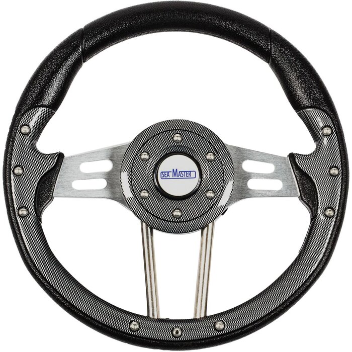 Seamaster Stuurwiel Boot 330mm Silver Carbon Look