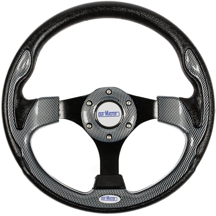 Seamaster Boat Steering Wheel 320mm Silver Carbon Look
