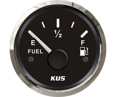 Brandstofmeter Boot 56mm Zwart met Rvs Rand