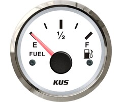 Boat Fuel Gauge 56mm White with SS316 Bezel
