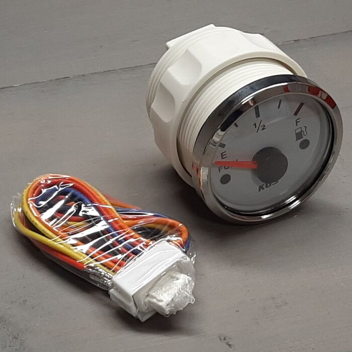 Brandstofmeter Boot 56mm Wit met Rvs Rand