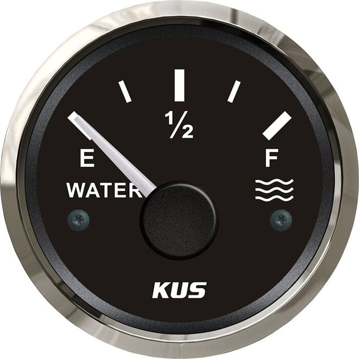 Boat Water Tank Gauge 56mm Black with SS316 Bezel
