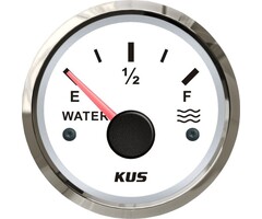 Boat Water Tank Gauge 56mm White with SS316 Bezel