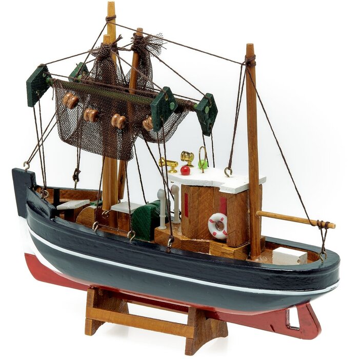 Model Vissersboot 24cm Blauw-Rood