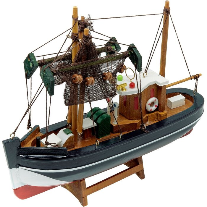 Model Vissersboot 24cm Blauw-Rood