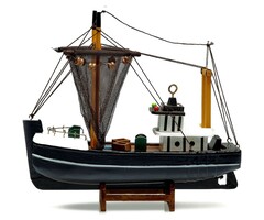 Model Vissersboot 24cm Blauw-Zwart