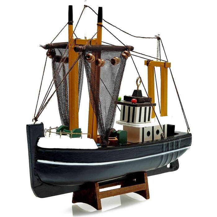Model Vissersboot 24cm Blauw-Zwart