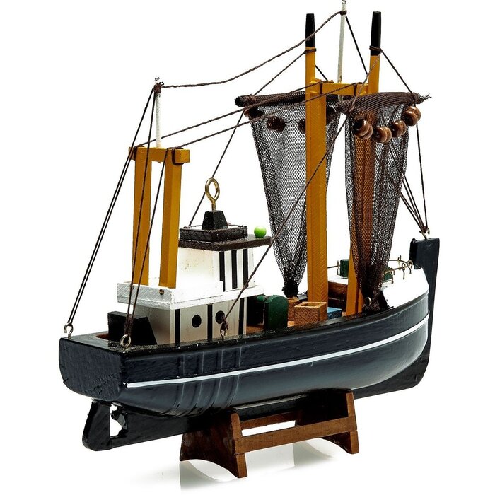 Model Vissersboot 24cm Blauw-Zwart