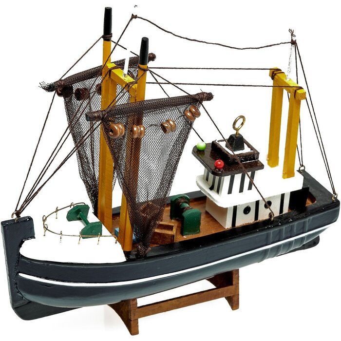 Model Vissersboot 24cm Blauw-Zwart