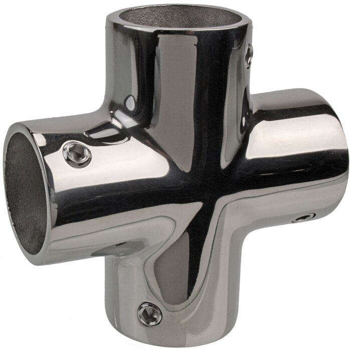 4-Way Cross for 22mm Boat Rail SS316