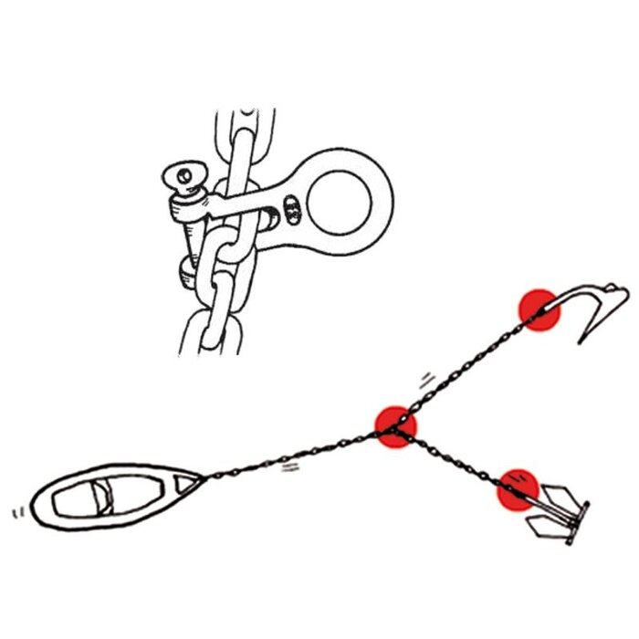 Chain Gripper Shackle for 6-8mm SS316