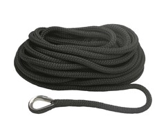 16mm x 12m Mooring Line with Thimble Deluxe Polyester Black