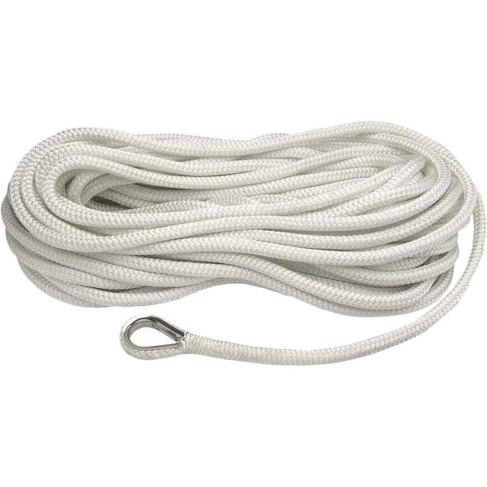 16mm x 12m Landvast met Oog Deluxe Wit Polyester