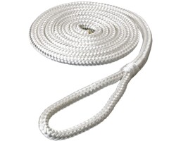 8mm Fenderlijn met Lus 1,5m Deluxe Polyester Wit