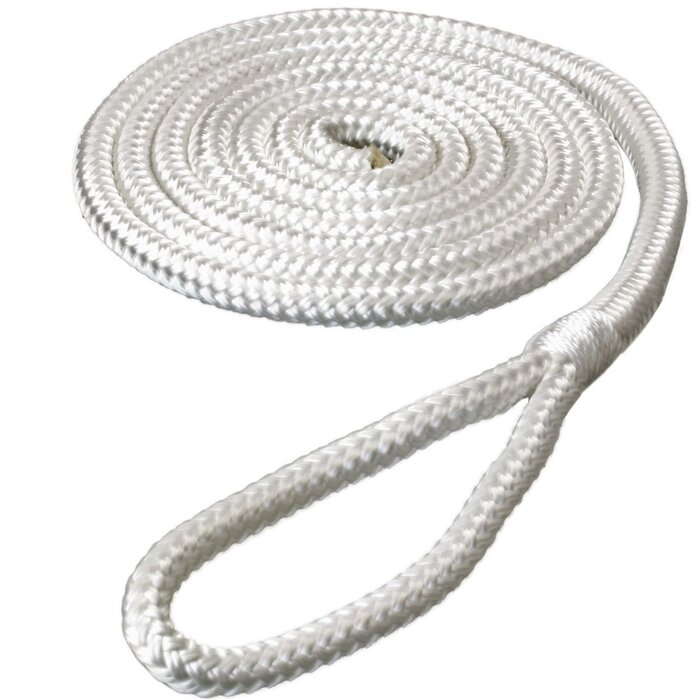 8mm Fenderlijn met Lus 1,5m Deluxe Polyester Wit