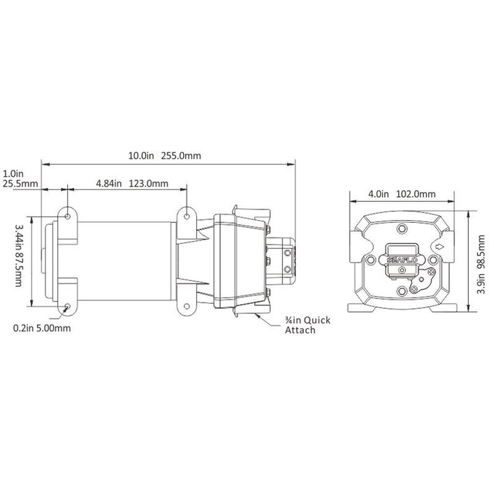 Seaflo Waterpomp 17 L/min met Filter 12V 40PSI