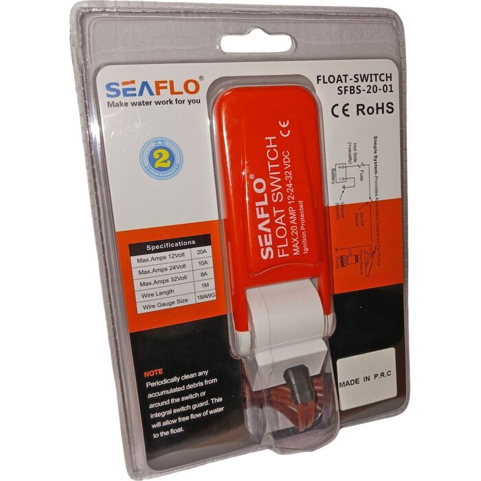 Seaflo Vlotterschakelaar 12V/24V/32V Max 20A