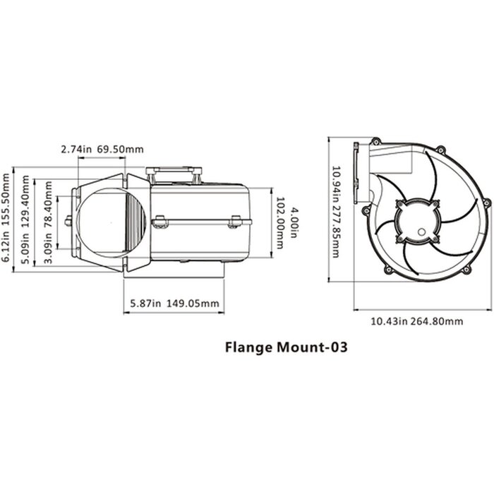 Bilge Blower 320 CFM Flange Mount 24V