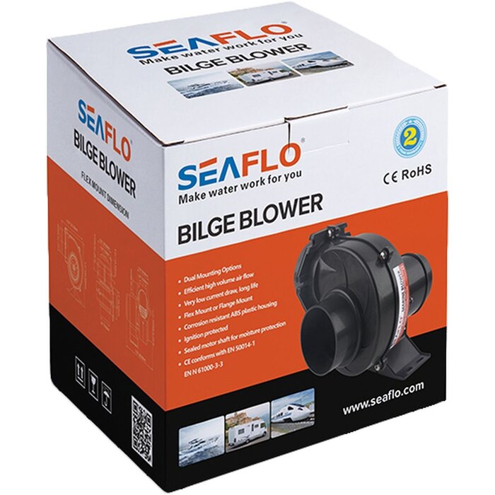 Bilge Ventilator 130 Cfm 24V met Support en Slangkoppeling