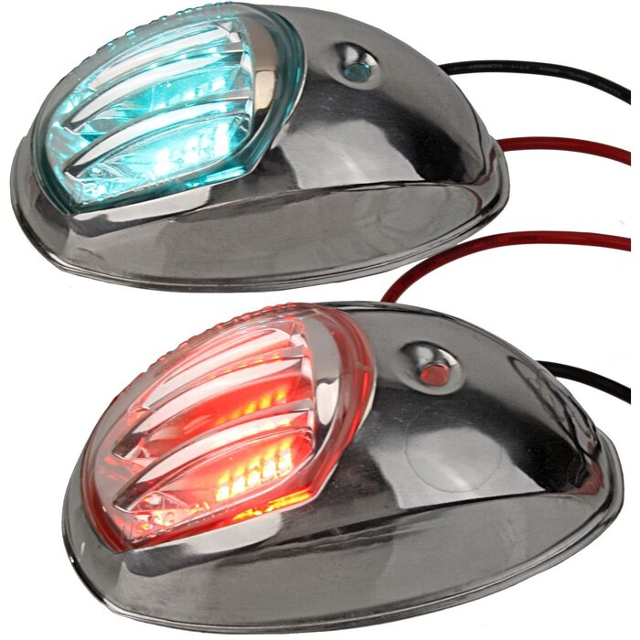 Port & Starboard LED Navigation Lights 93mm Up To 12m SS316