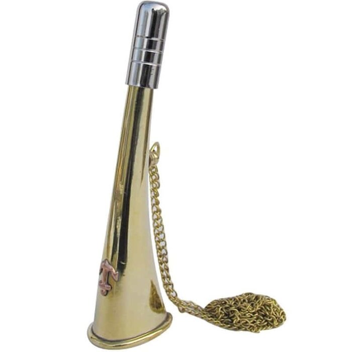 Misthoorn Messing met Ketting 15cm