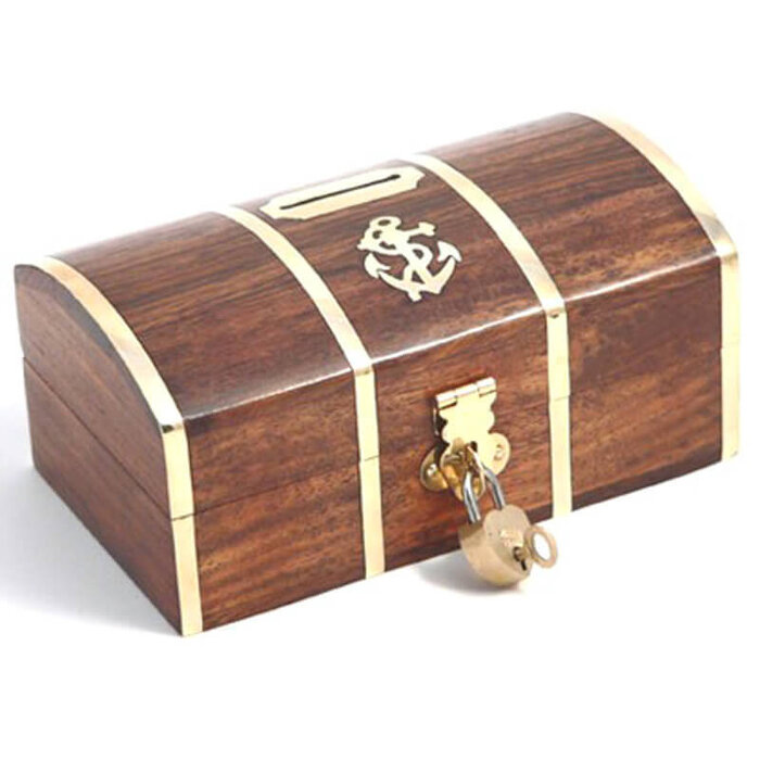 Treasure Chest Money Box with Lock 14cm