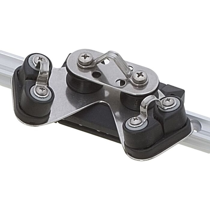 Viadana Traveller with 2 Sheaves & Cam Cleats for 19x13.4mm Track