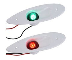 Port & Starboard LED Navigation Lights 195mm Built-In Up To 12m White