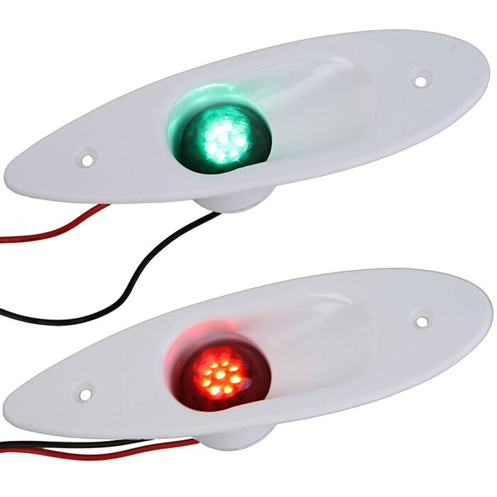 Port & Starboard LED Navigation Lights 195mm Built-In Up To 12m White
