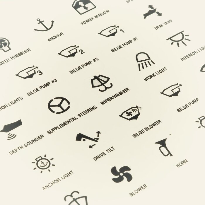 Stickers For Boat Switch Panels with 25 Labels
