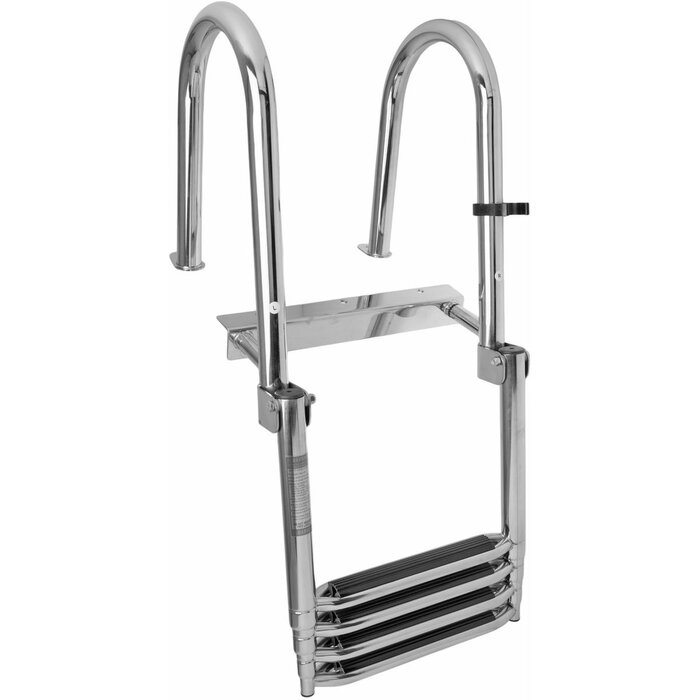 Zwemtrap Zwemplateau Rvs 4 Treden Klapbaar en Telescopisch