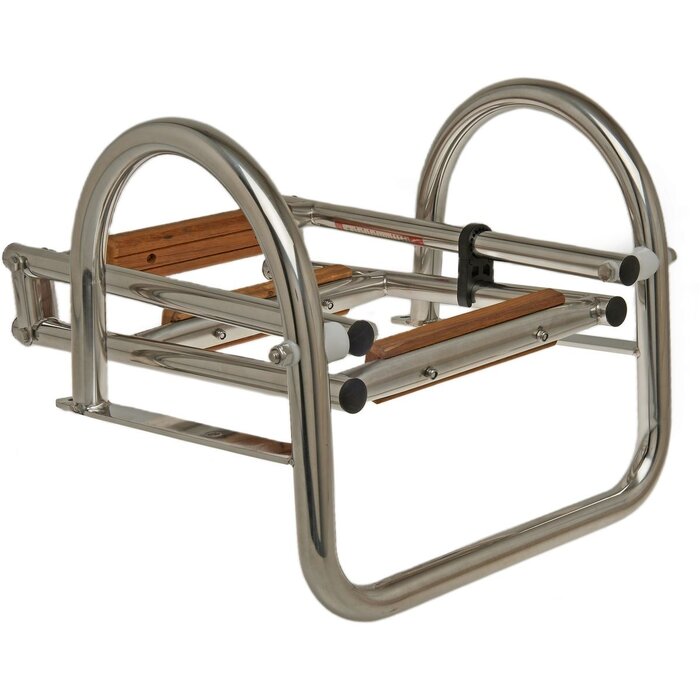 Folding Boat Platform & Dock Ladder 3 Wooden Steps SS316