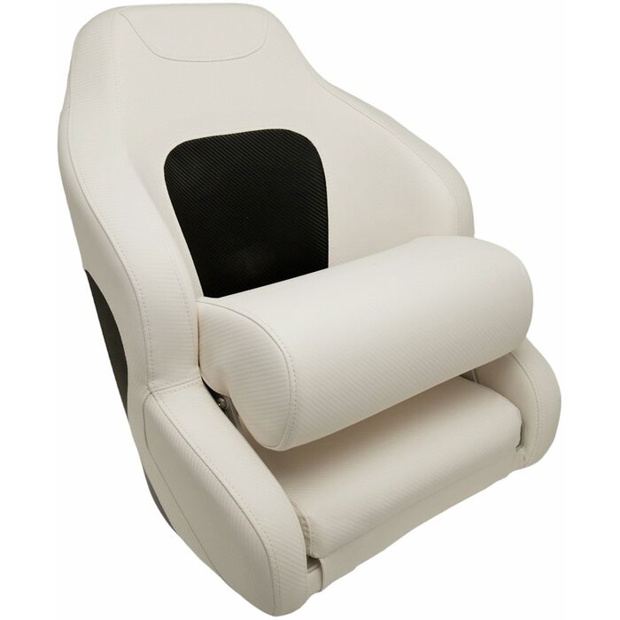Flip-Up Boat Seat 61x55x76cm Carbon Look White-Black