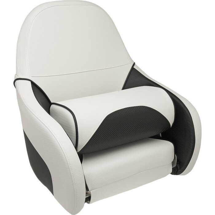 Flip Up Bootstoel 58x57x66cm Carbon Look Wit-Zwart